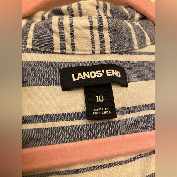Lands' End Blue and White Striped Linen blend, size 10, dress, cute and comfy - Picture 5 of 7